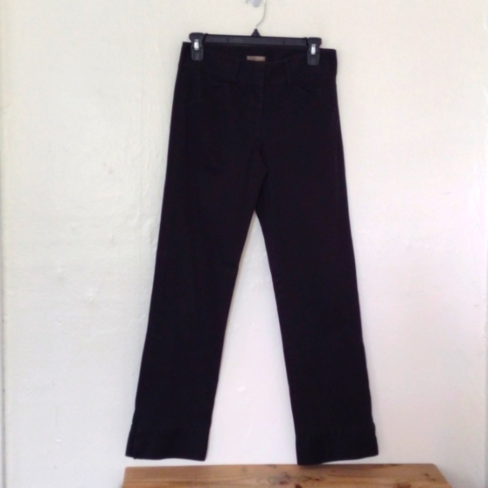 J Crew Vintage Black Straight Leg Pants w Ankle Zippers Size 2